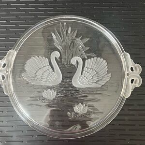 Vintage Mikasa crystal swan cake plate/ platter